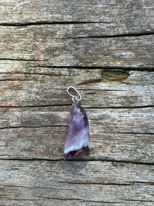 Pendentif en Améthyste chevron, pierres naturelles, Lithothérapie, Made in France