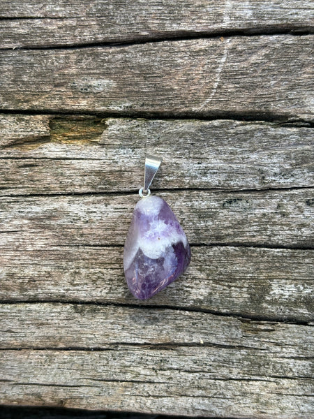 Pendentif en Améthyste chevron, pierres naturelles, Lithothérapie, Made in France