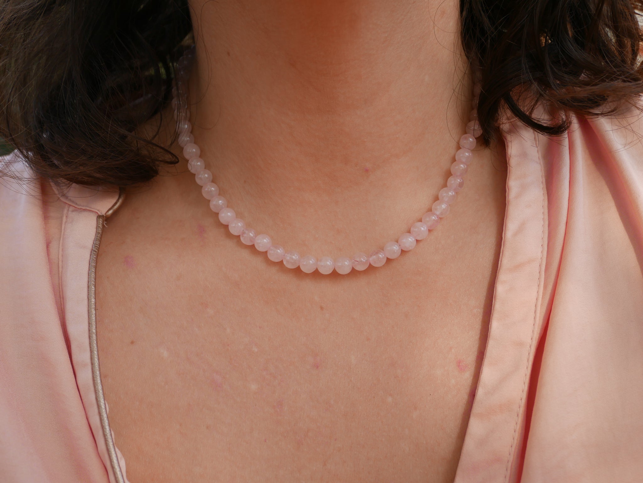 Collier en Quartz Rose naturel, Made in France