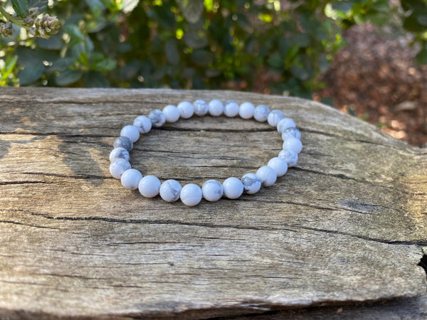 Bracelet élastique Lithothérapie en Howlite naturelle