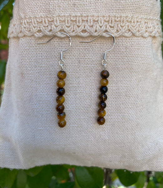 Boucles d'oreilles pendantes en Oeil de tigre naturel