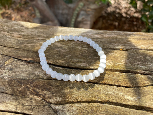 Bracelet élastique de lithothérapie en Sélénite