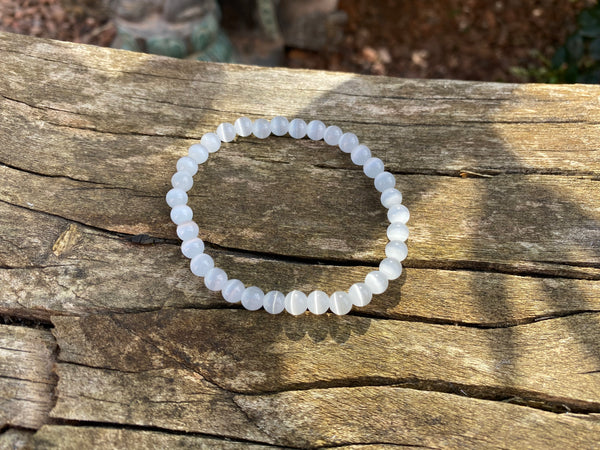 Bracelet élastique de lithothérapie en Sélénite