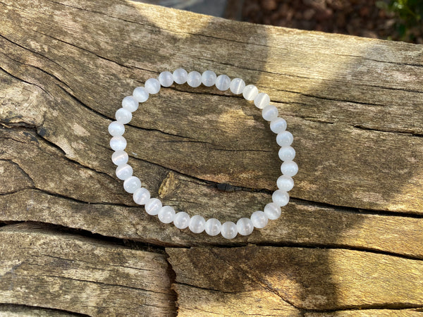 Bracelet élastique de lithothérapie en Sélénite