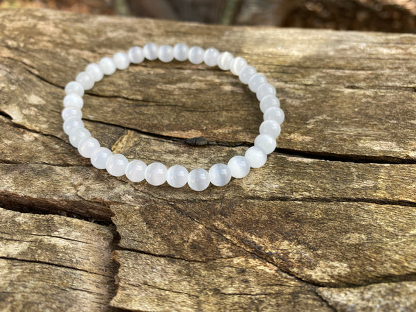 Bracelet élastique de lithothérapie en Sélénite