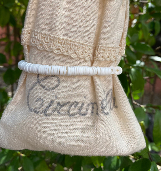 Bracelet élastique en Améthyste et perles Heishi