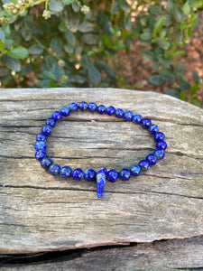 Bracelet élastique de lithothérapie en Lapis Lazuli et perle forme chips