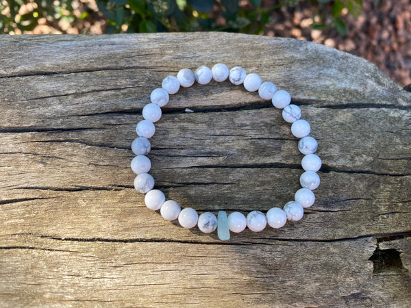 Bracelet élastique de lithothérapie en Howlite et Aventurine