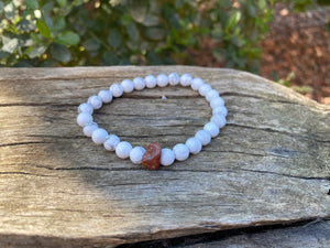 Bracelet élastique de lithothérapie en Howlite et Jaspe Rouge