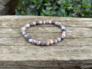 Bracelet élastique Lithothérapie en Jaspe Rose Zèbre