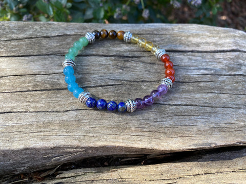Bracelet élastique 7 chakras en pierres semi-précieuses