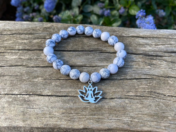 Bracelet élastique Lithothérapie en Howlite naturelle