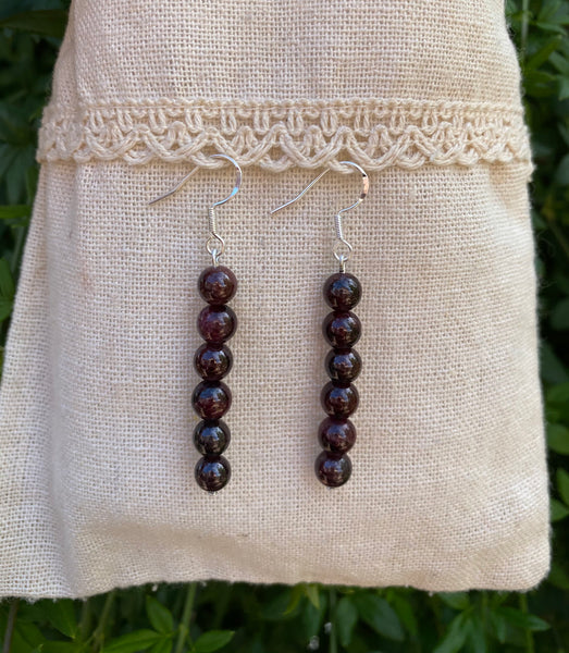 Boucles d'oreilles pendantes en Grenat naturel