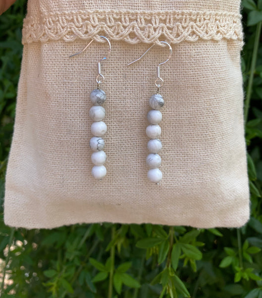 Boucles d'oreilles pendantes en Howlite naturelle