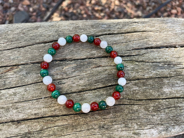 Bracelet spécial Endométriose en Malachite, Pierre de Lune et Cornaline