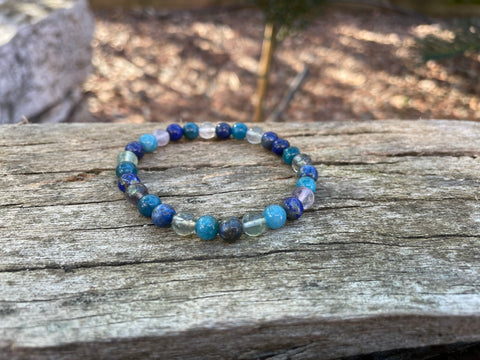 Bracelet aide à la mémoire et à la concentration "Triple Protection" Lapis Lazuli, Apatite et Fluorite