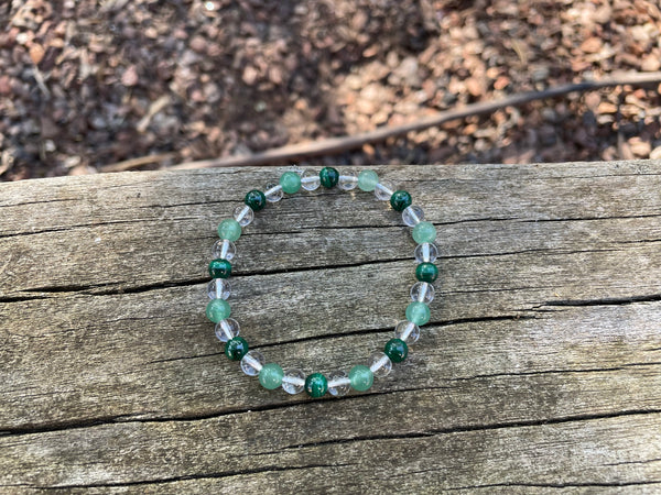Bracelet spécial Acné et problème de peau en Malachite, Cristal et Aventurine verte, Made in France