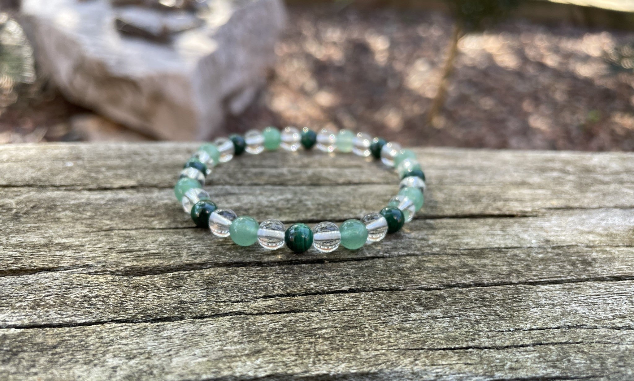 Bracelet spécial Acné et problème de peau en Malachite, Cristal et Aventurine verte, Made in France