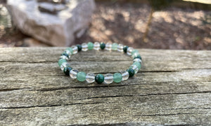 Bracelet spécial Acné et problème de peau en Malachite, Cristal et Aventurine verte, Made in France