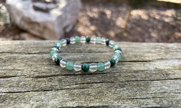 Bracelet spécial Acné et problème de peau en Malachite, Cristal et Aventurine verte, Made in France