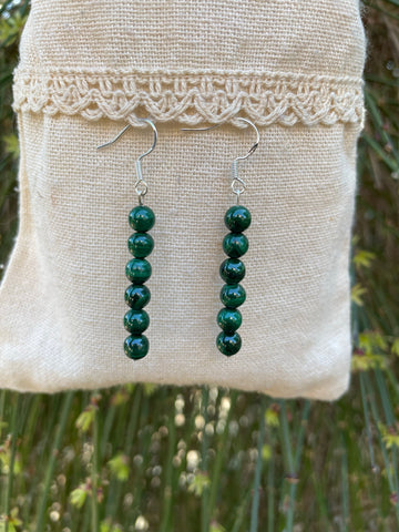 Boucles d'oreilles pendantes en Malachite