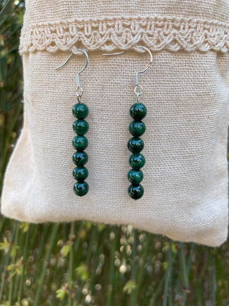 Boucles d'oreilles pendantes en Malachite