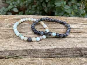 Bracelets élastiques de distance, de couple en Labradorite et Amazonite