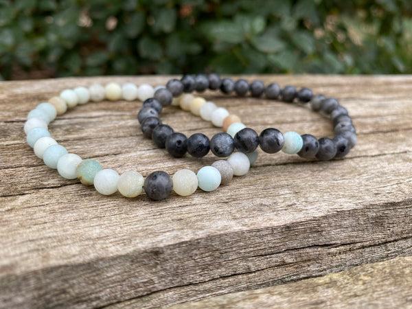 Bracelets élastiques de distance, de couple en Labradorite et Amazonite