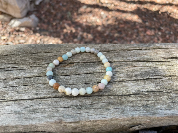 Bracelet élastique de Lithothérapie en Amazonite polie naturelle