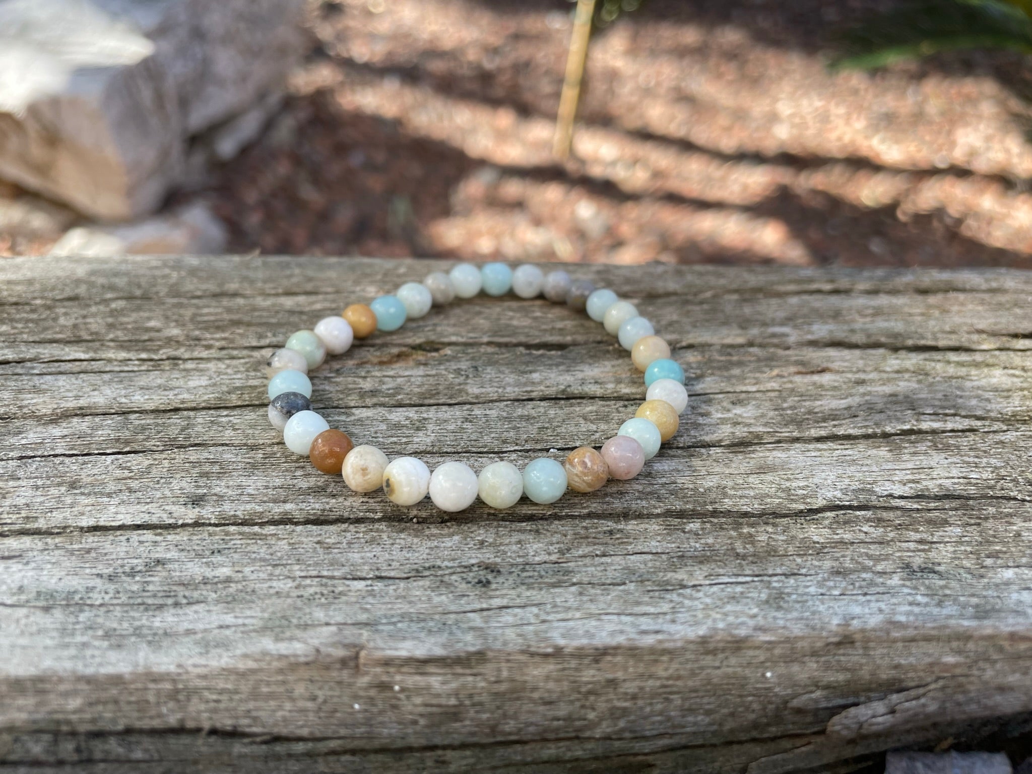 Bracelet élastique de Lithothérapie en Amazonite polie naturelle