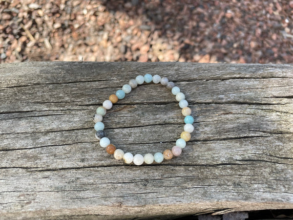 Bracelet élastique de Lithothérapie en Amazonite polie naturelle