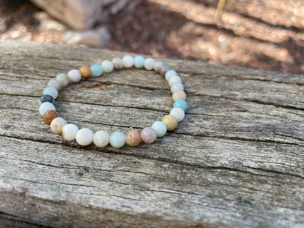 Bracelet élastique de Lithothérapie en Amazonite polie naturelle