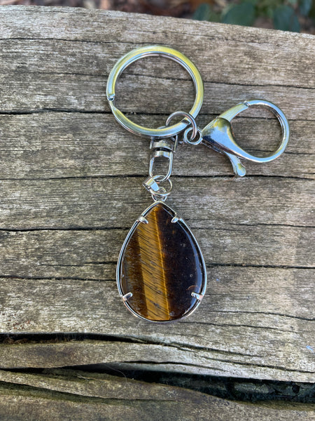 Porte-clefs ou bijou de sac Arbre de vie en Oeil de Tigre