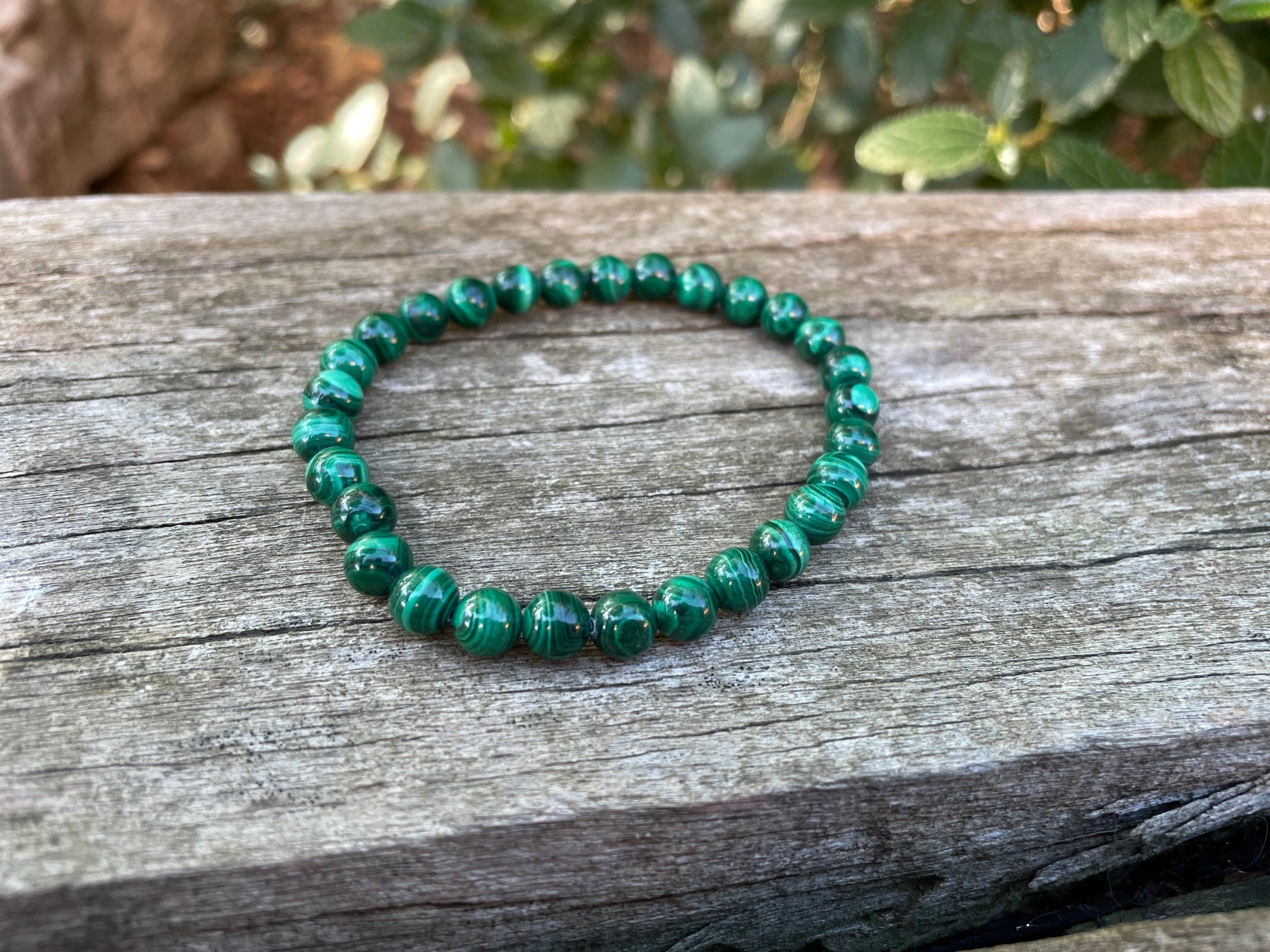 Bracelet élastique en véritable Malachite naturelle