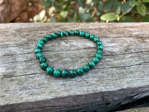 Bracelet élastique en véritable Malachite naturelle
