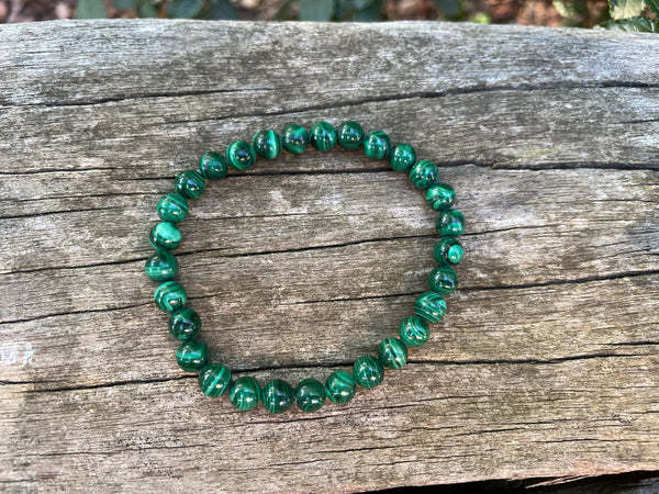 Bracelet élastique en véritable Malachite naturelle