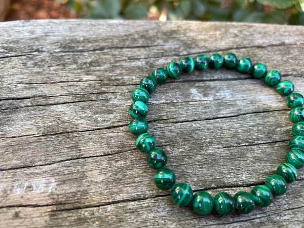 Bracelet élastique en véritable Malachite naturelle
