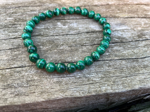 Bracelet élastique en véritable Malachite naturelle