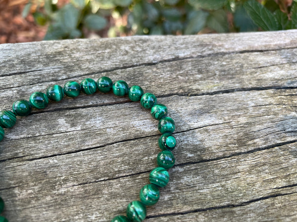 Bracelet élastique en véritable Malachite naturelle