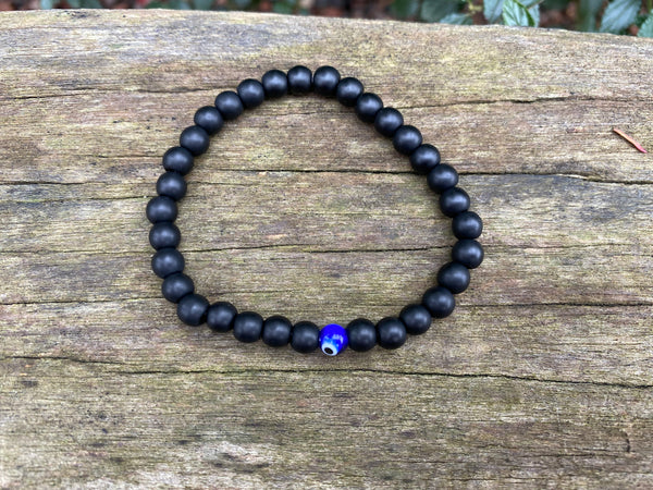 Bracelet élastique de Lithothérapie en Agate naturelle et Oeil Turc Nazar Boncuk