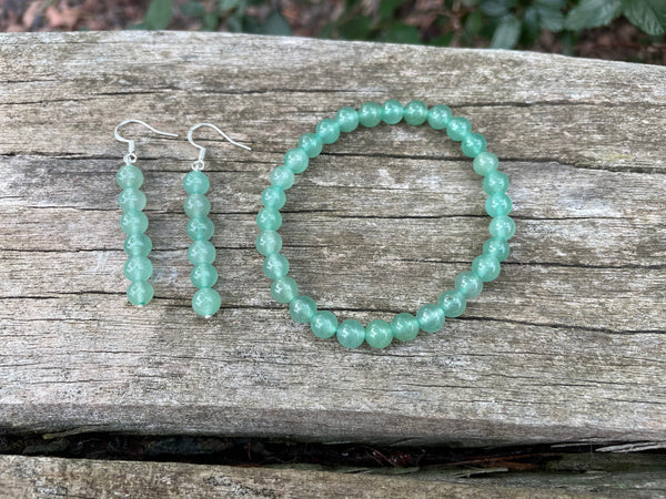 Parure bracelet et boucles d'oreilles en Aventurine naturelle