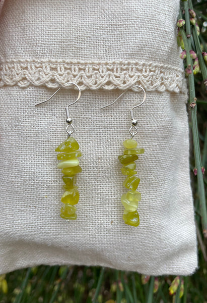 Boucles d'oreilles pendantes en Jade jaune