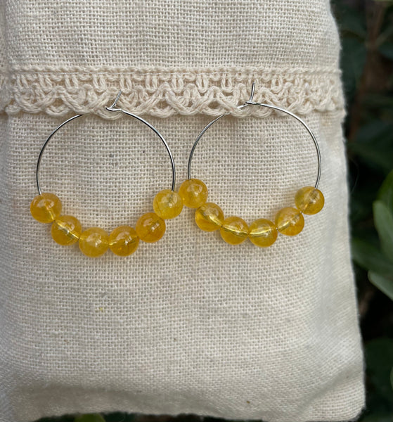 Boucles d'oreilles créoles en Citrine