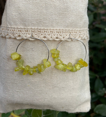 Boucles d'oreilles créoles en Jade jaune