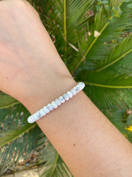 Bracelet Shamballa ajustable, perles en Howlite blanche naturelle