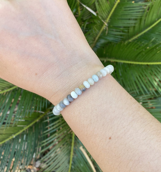 Bracelet Shamballa ajustable, perles en Amazonite naturelle