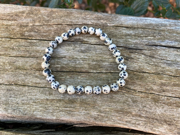 Bracelet élastique en Jaspe Dalmatien