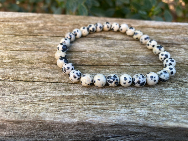 Bracelet élastique en Jaspe Dalmatien