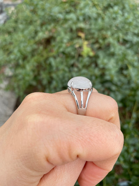 Bague réglable Pierre ronde en Cristal de Roche naturel