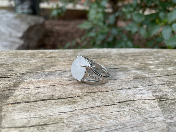 Bague réglable Pierre ronde en Cristal de Roche naturel